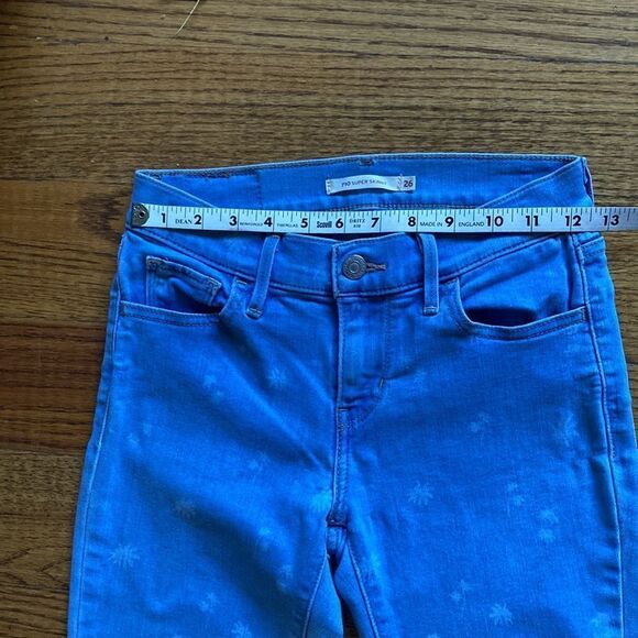 Levi’s 710 Super Skinny Palm Print Light Blue Jeans Size 26 - Picture 6 of 12
